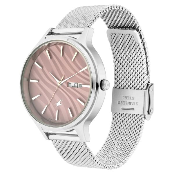 Fastrack 6207SM01 Quartz Analog Pink Dial Stainless Steel Strap Women’s Watch