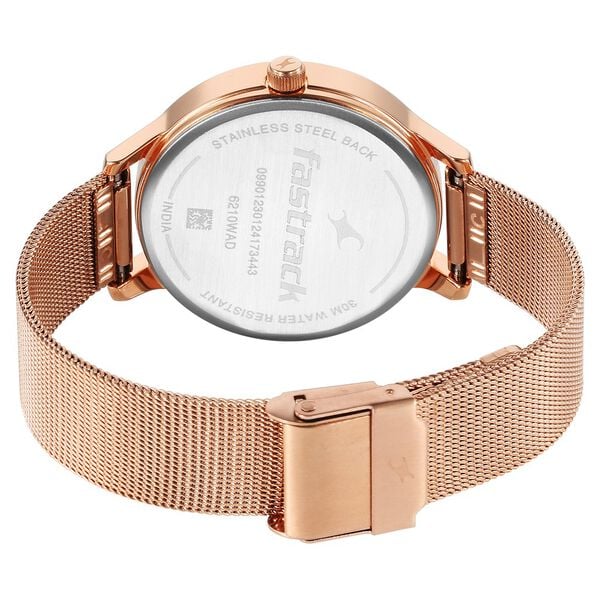 Fastrack 6210WM04 Quartz Analog Rose Gold Dial Stainless Steel Strap Women’s Watch