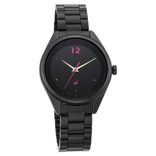 Fastrack 6215NM01 Quartz Analog Black Dial Black Stainless Steel Strap Women’s Watch