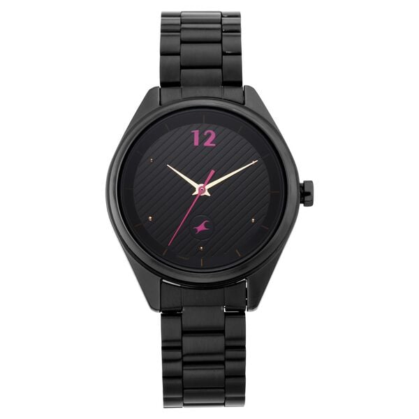 Fastrack 6215NM01 Quartz Analog Black Dial Black Stainless Steel Strap Women’s Watch