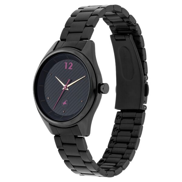 Fastrack 6215NM01 Quartz Analog Black Dial Black Stainless Steel Strap Women’s Watch
