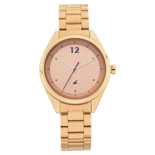 Fastrack 6215WM01 Quartz Analog Rose Gold Dial with Stainless Steel Strap Watch for Women