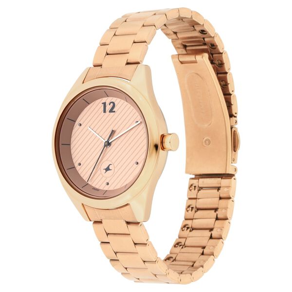 Fastrack 6215WM01 Quartz Analog Rose Gold Dial with Stainless Steel Strap Watch for Women