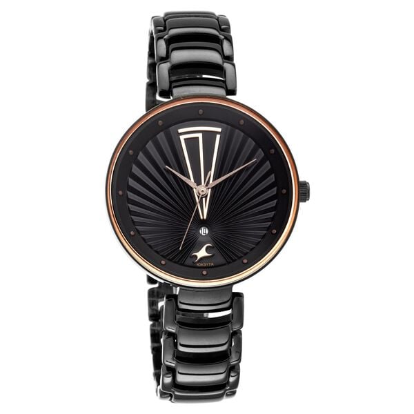 Fastrack 6216NM01 Analog Quartz Women Watch – Black Dial, Black Stainless Steel Strap