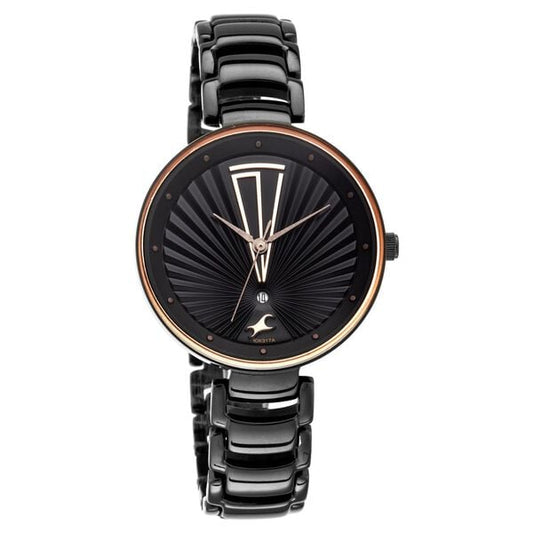 Fastrack 6216NM01 Analog Quartz Women Watch – Black Dial, Black Stainless Steel Strap