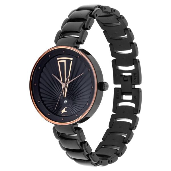 Fastrack 6216NM01 Analog Quartz Women Watch – Black Dial, Black Stainless Steel Strap