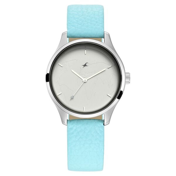Fastrack NR6219SL01 blue leather strap close-up