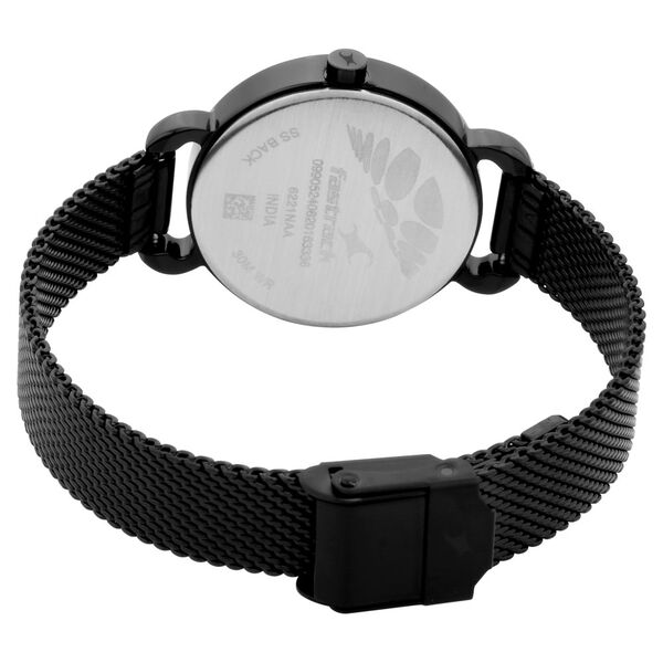 Fastrack 6221NM02 Animal Print Quartz Analog Black Dial Black Stainless Steel Strap Women’s Watch