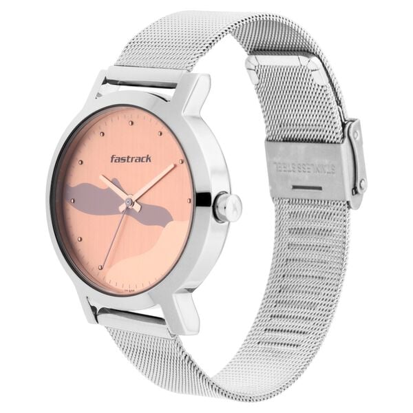 Fastrack 6222SM01 Quartz Analog Black Dial Black Stainless Steel Strap Women’s Watch