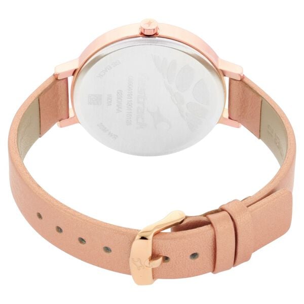 Fastrack 6230WL01 Analog Quartz Women Watch – Black Dial, Pink Leather Strap, 30 m Water Resistance