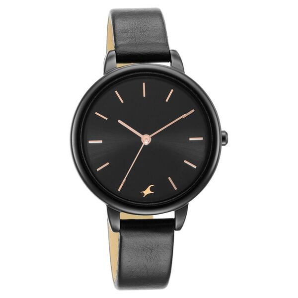 Fastrack 6234NL01 Glitch Quartz Analog Black Dial Black Leather Strap Women’s Watch