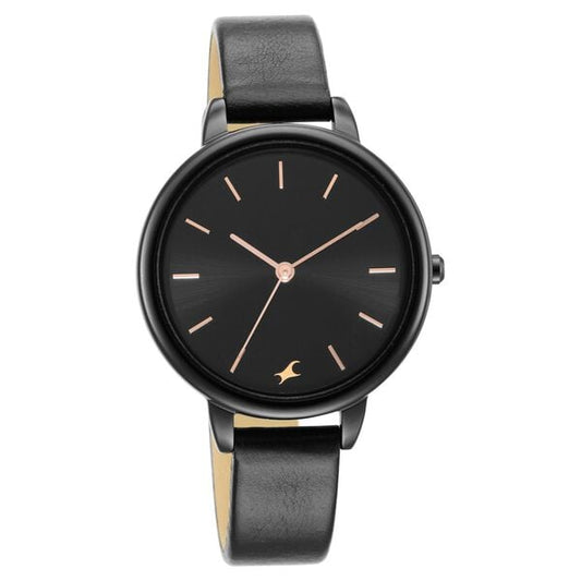 Fastrack 6234NL01 Glitch Quartz Analog Black Dial Black Leather Strap Women’s Watch