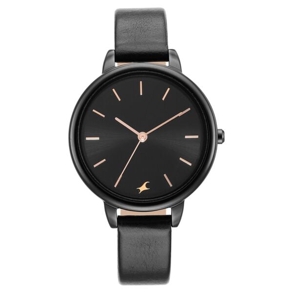 Fastrack 6234NL01 Glitch Quartz Analog Black Dial Black Leather Strap Women’s Watch