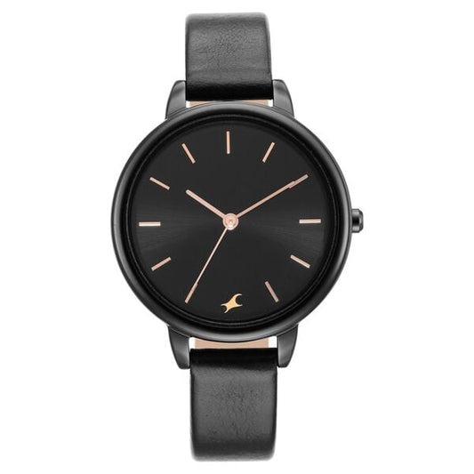 Fastrack 6234NL01 Glitch Quartz Analog Black Dial Black Leather Strap Women’s Watch