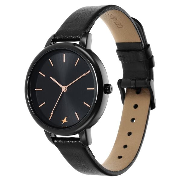 Fastrack 6234NL01 Glitch Quartz Analog Black Dial Black Leather Strap Women’s Watch