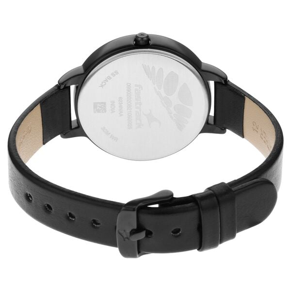 Fastrack 6234NL01 Glitch Quartz Analog Black Dial Black Leather Strap Women’s Watch