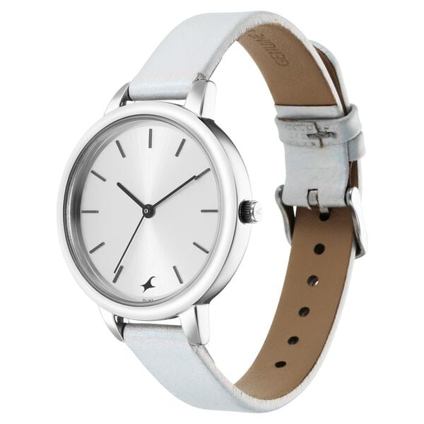 Fastrack 6234SL01 Quartz Analog Silver Dial Silver Leather Strap Women’s Watch