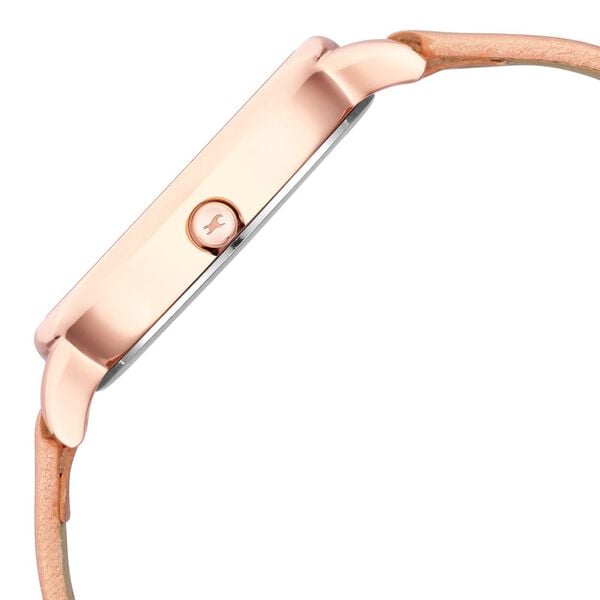 Fastrack NT6234WL01 stick index rose-gold dial detail