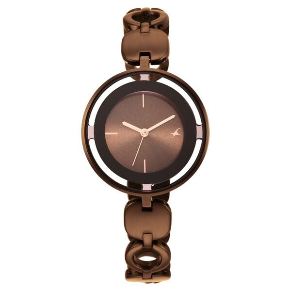 Fastrack 6237QM01 Glitch Quartz Analog Brown Dial Metal Strap Women’s Watch