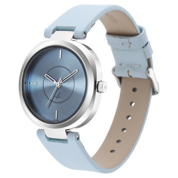 Fastrack 6247SL02 Analog Quartz Women Watch – Blue Dial, Blue Leather Strap, Casual Everyday Style
