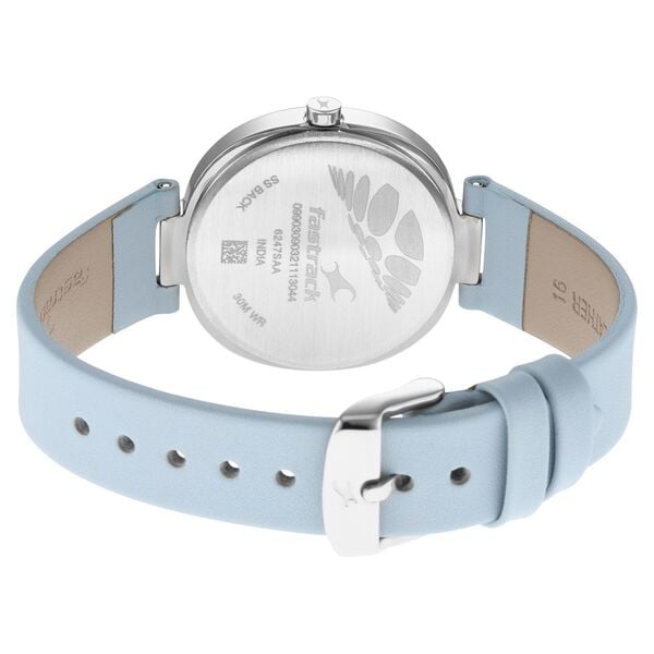 Fastrack 6247SL02 Analog Quartz Women Watch – Blue Dial, Blue Leather Strap, Casual Everyday Style