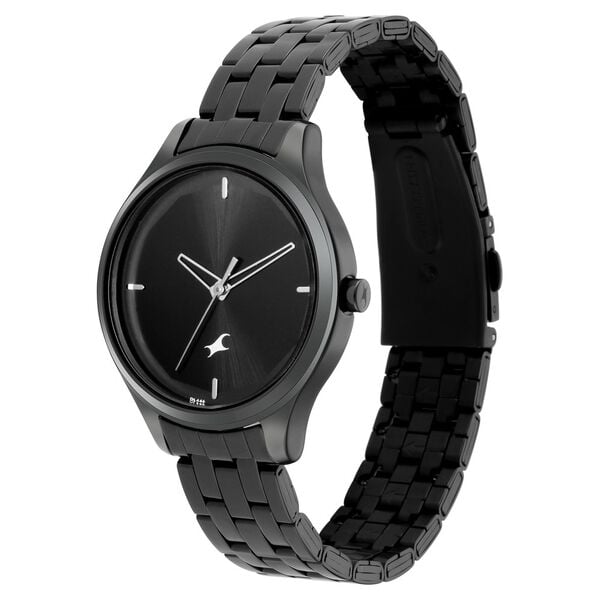 Fastrack 6248NM01 Analog Quartz Women Watch – Black Dial, Black Stainless Steel Metal Strap, Everyday Casual Style