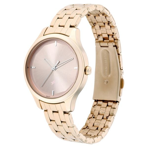 Fastrack 6248WM01 Quartz Analog Rose Gold Dial Metal Strap Women’s Watch