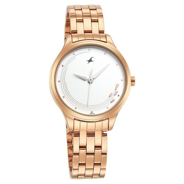 Fastrack NT6248WM02 rose-gold stainless steel strap close-up