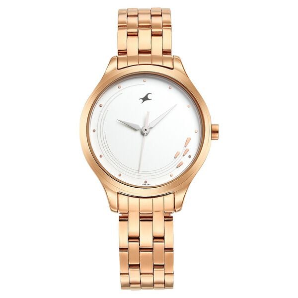 Fastrack NT6248WM02 women’s watch front view white dial