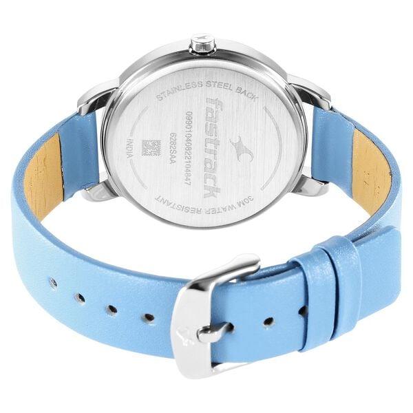 Fastrack 6282SL01 Women’s Quartz Blue Dial Analog Watch with Black Leather Strap