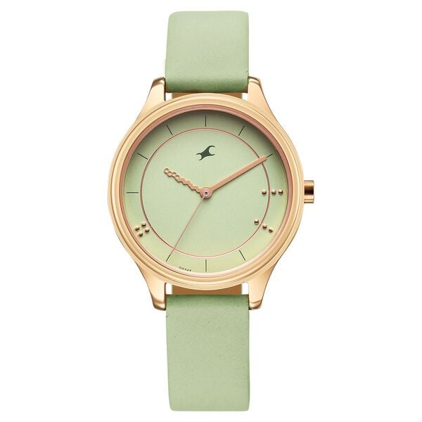 Fastrack 6296WL02 Stunners Quartz Analog Green Dial Green Leather Strap Women’s Watch
