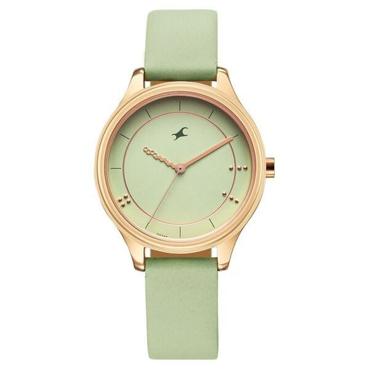 Fastrack 6296WL02 Stunners Quartz Analog Green Dial Green Leather Strap Women’s Watch