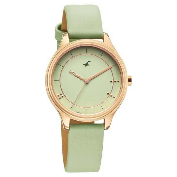 Fastrack 6296WL02 Stunners Quartz Analog Green Dial Green Leather Strap Women’s Watch