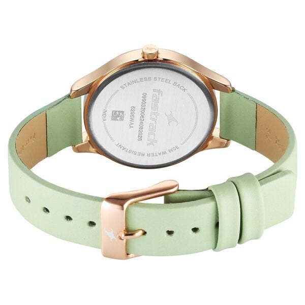 Fastrack 6296WL02 Stunners Quartz Analog Green Dial Green Leather Strap Women’s Watch