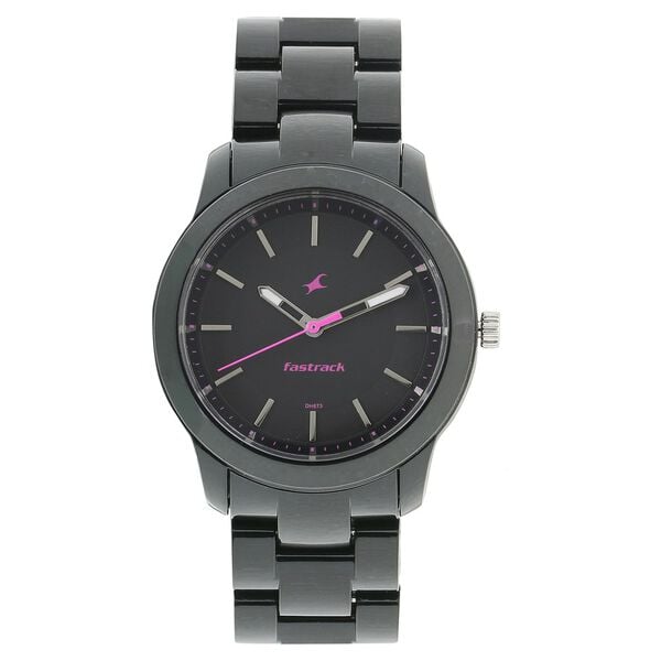 Fastrack 68006PP01 Quartz Analog Black Dial Black Plastic Strap Women’s Watch