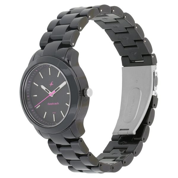 Fastrack 68006PP01 Quartz Analog Black Dial Black Plastic Strap Women’s Watch