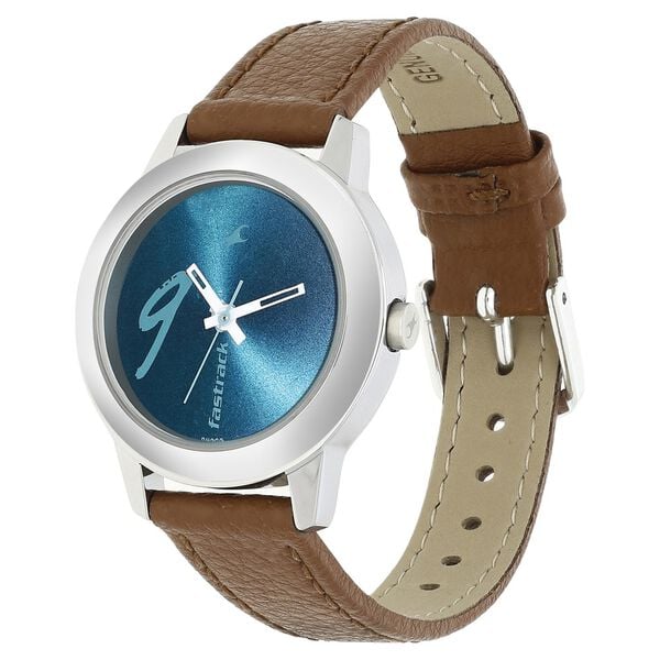 Fastrack 68008SL05 Quartz Analog Green Dial Brown Leather Strap Women’s Watch