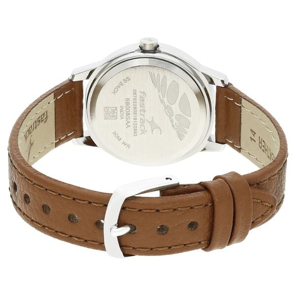 Fastrack 68008SL05 Quartz Analog Green Dial Brown Leather Strap Women’s Watch