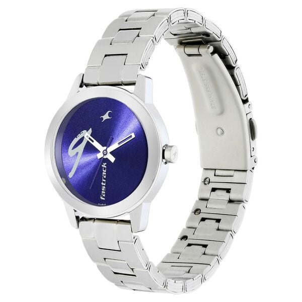 Fastrack 68008SM04 Quartz Analog Blue Dial Silver Stainless Steel Strap Women’s Watch