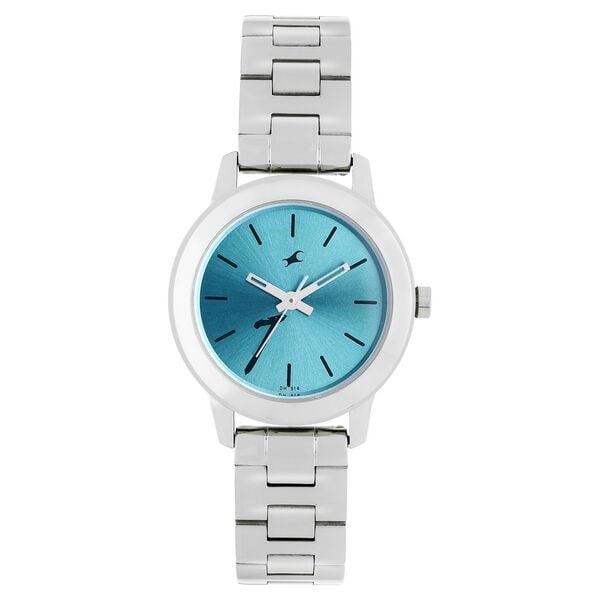 Fastrack 68008SM06 Tropical Waters Quartz Analog Girls’ Watch with Green Dial & Silver Metal Strap