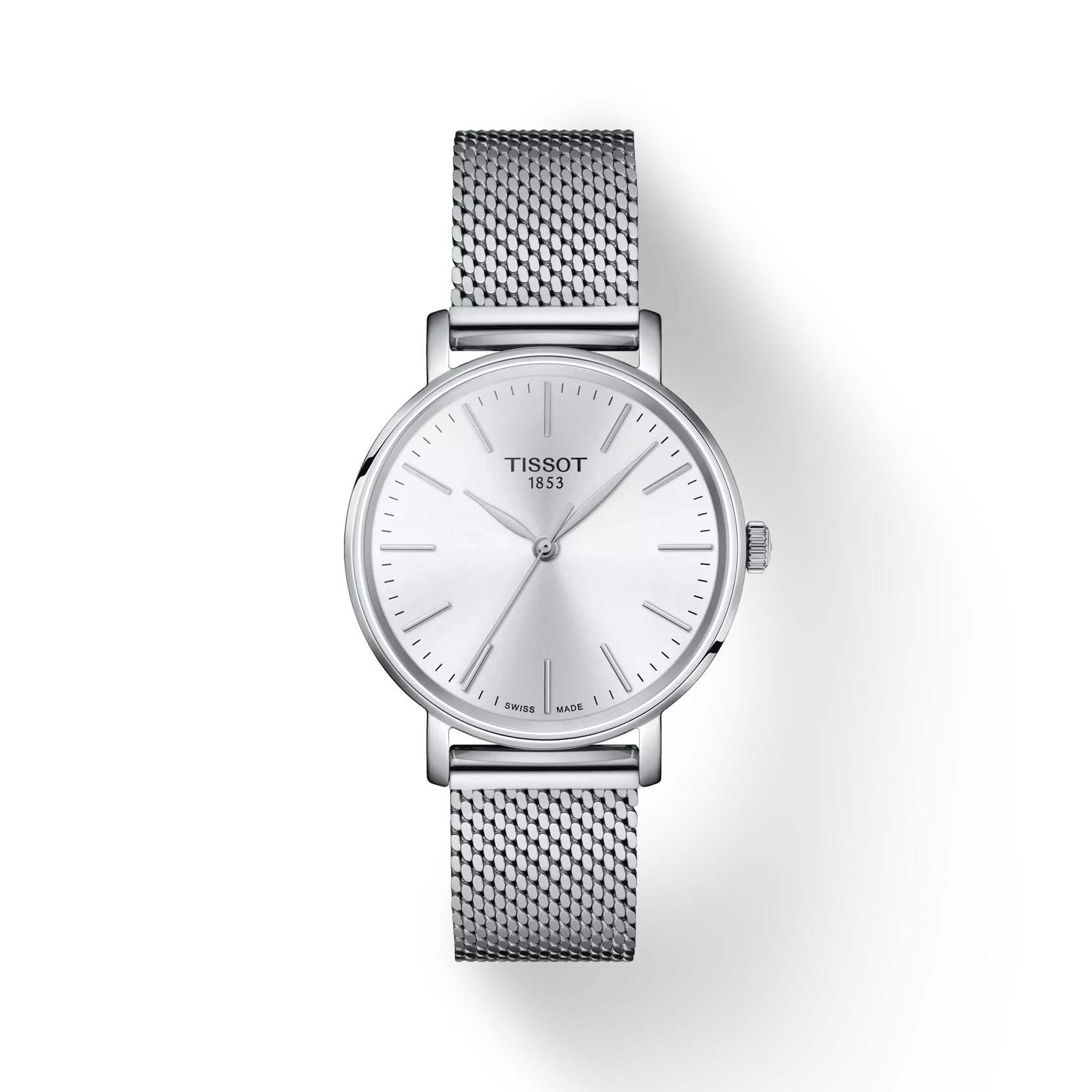Tissot T1432101101100 Women Analog Quartz Watch with White Dial & Stainless Steel Bracelet