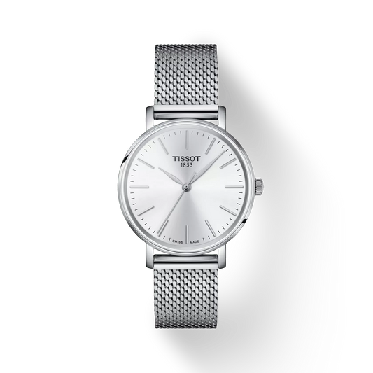 Tissot T1432101101100 Women Analog Quartz Watch with White Dial & Stainless Steel Bracelet