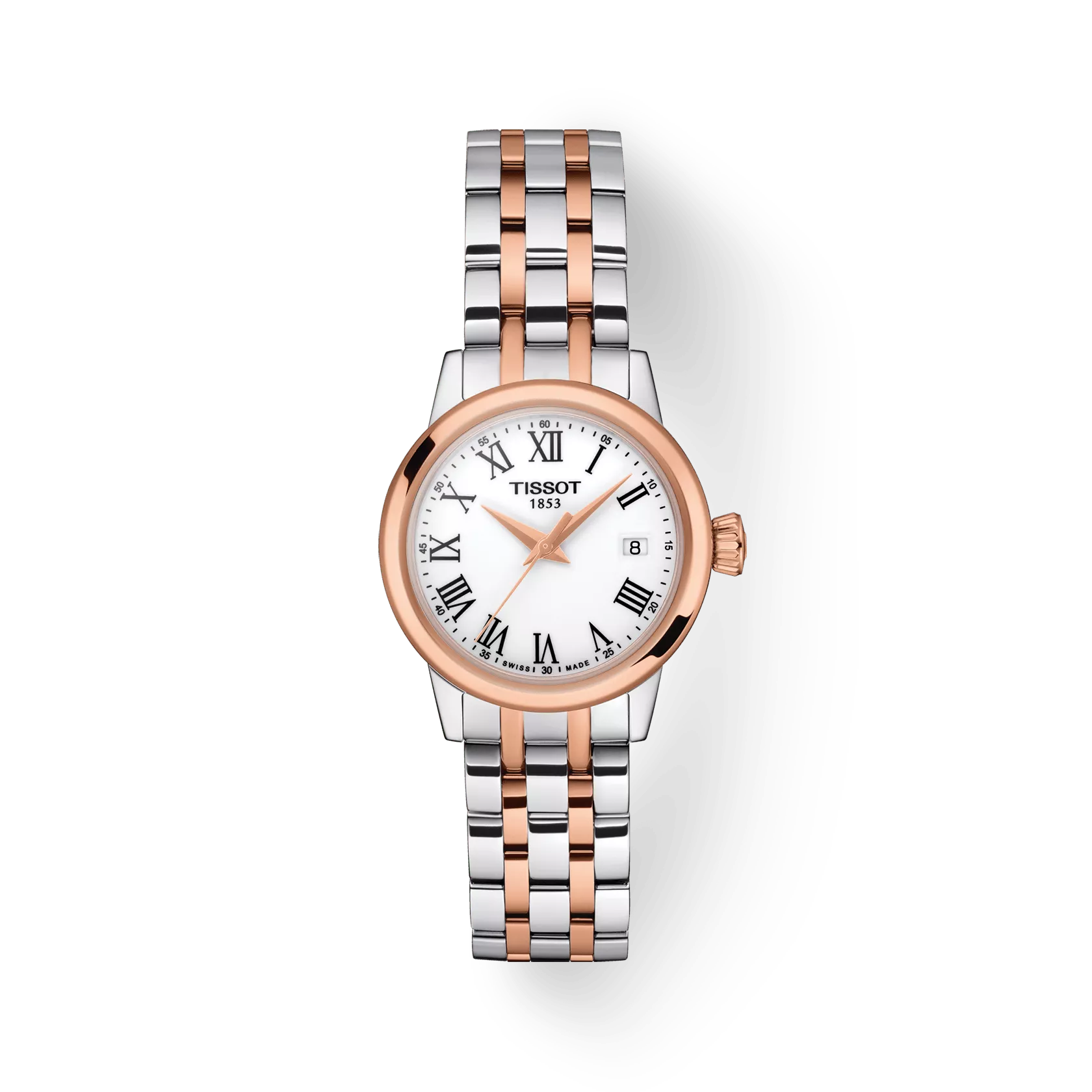 Tissot T1292102201300 White Dial 28 mm Women’s Swiss Quartz Classic Dream Watch – Two‑Tone Stainless Steel Bracelet, Rose Gold PVD Case, Sapphire Crystal