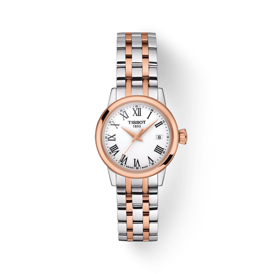 Tissot T1292102201300 White Dial 28 mm Women’s Swiss Quartz Classic Dream Watch – Two‑Tone Stainless Steel Bracelet, Rose Gold PVD Case, Sapphire Crystal