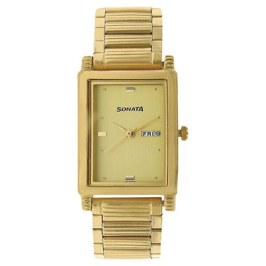 Sonata 7058YM05 Day & Date Champagne Dial Men’s Quartz Analog Watch