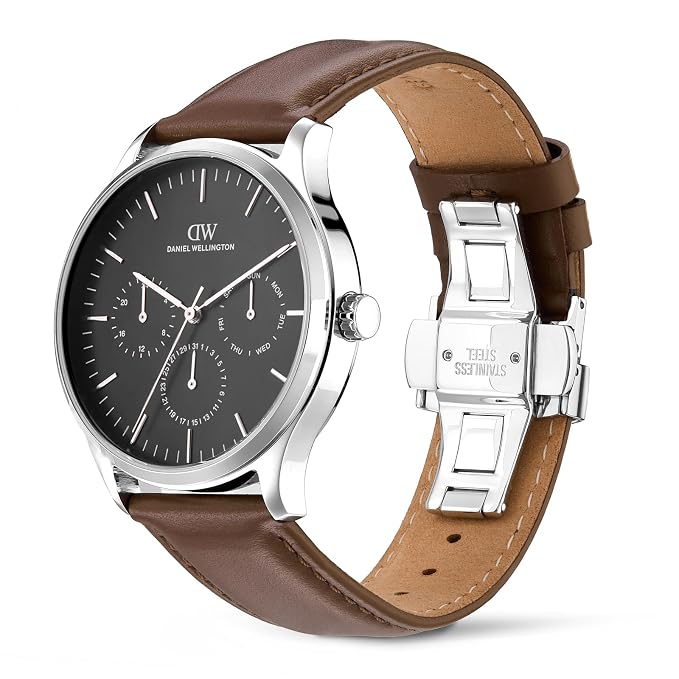 Daniel Wellington DW0DG2200 Black Dial Men's Brown Leather Analog Watch