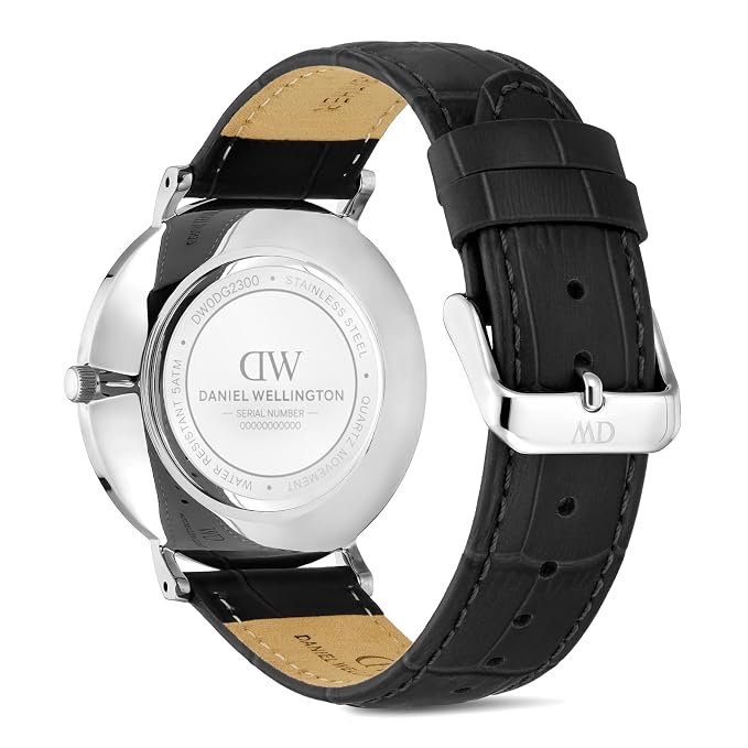 Daniel Wellington DW0DG2300 White Dial Men's Black Leather Analog Watch
