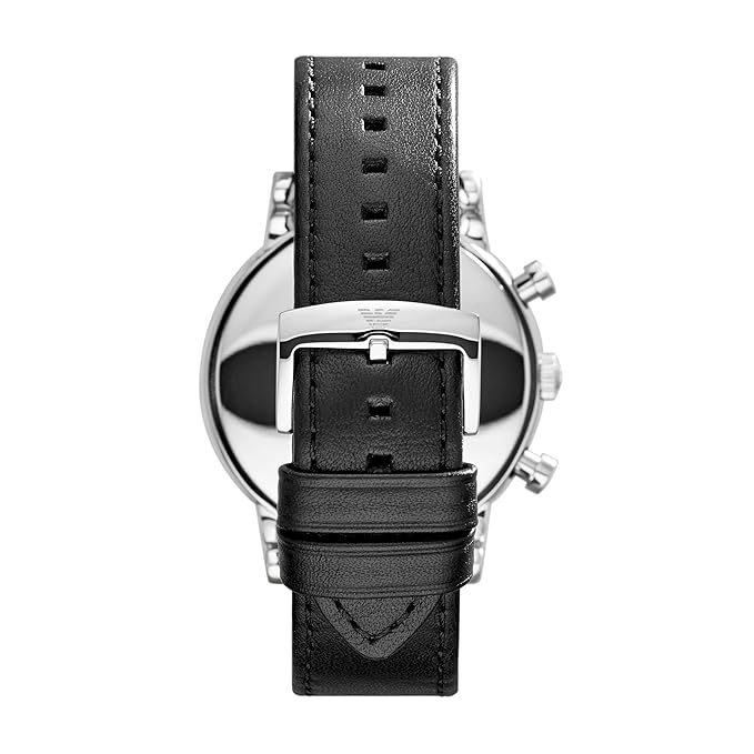 Emporio Armani AR1828 Luigi Men's Black Dial Black Leather Chronograph Watch