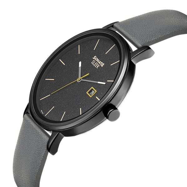Sonata 7131NL04 Quartz Analog Black Dial Men’s Watch with Black Leather Strap