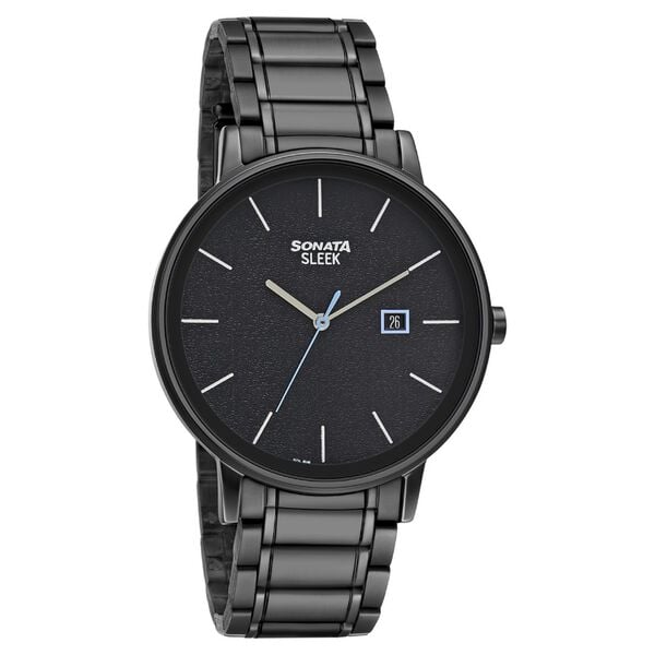 Sonata NS7131NM02 Men Quartz Black Dial Stainless Steel Analog Watch